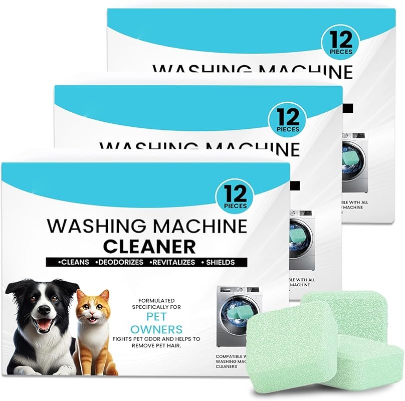 Washer Machine Cleaner Tablets 36 Pack – Removes Pet Hair, Odor & Buil