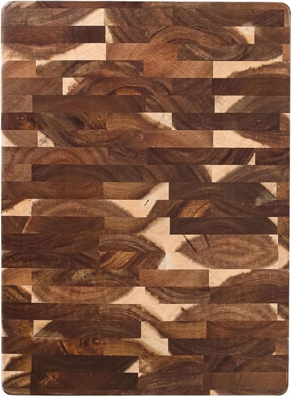 Acacia End Grain Reversible Butcher Block Cutting Board with Finger Gr