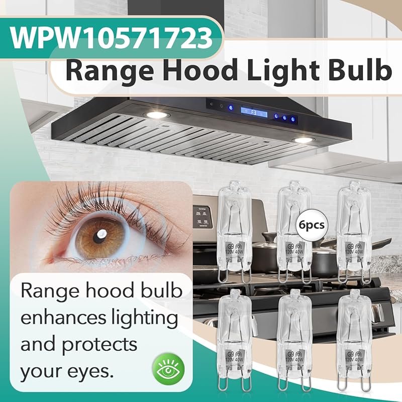 WPW10571723 G9 Range Hood Light Bulb, 120V 40W, Replacement for Whirlp
