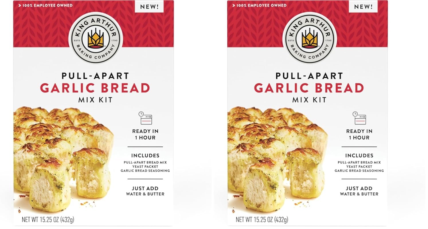King Arthur Garlic Bread Mix Kit, 15.25 oz (Pack of 2) - Ready in 1 Ho