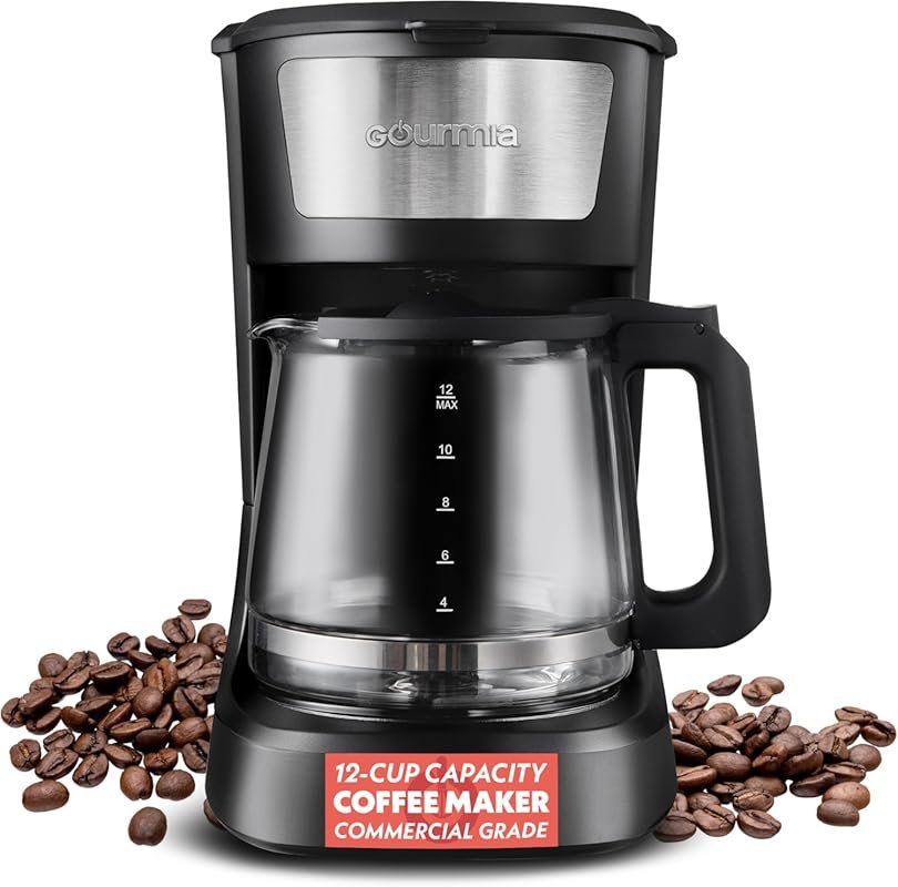Gourmia 12 Cup One-Touch Coffee Maker with Pause & Serve, Keep Warm, a