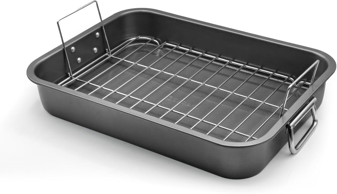 Large Nonstick Roasting Pan with Rack, 12x16-Inch, Dishwasher Safe, Ev