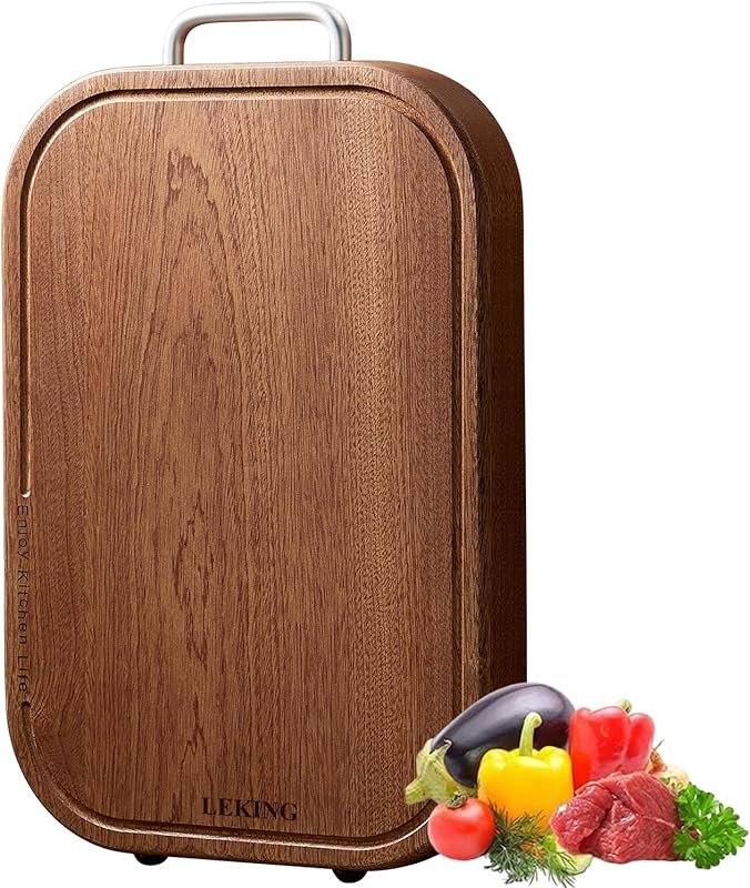 Premium Ebony Wood Cutting Board, Double Sided, Juice Groove & Non-Sli