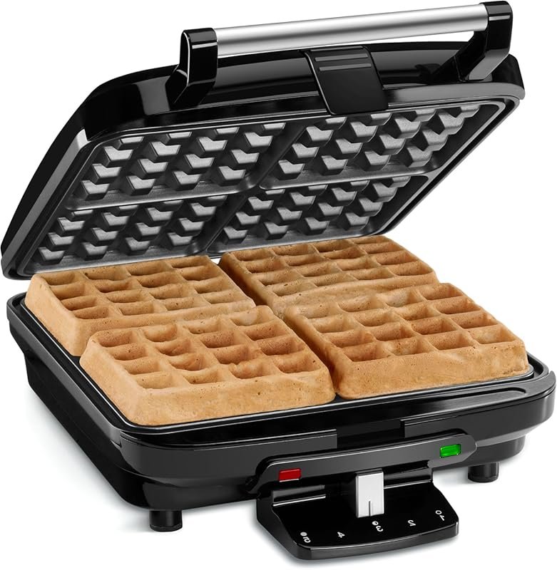 Cuisinart 4‑Slice Belgian Waffle Maker – Square Shape, Brushed Stainle