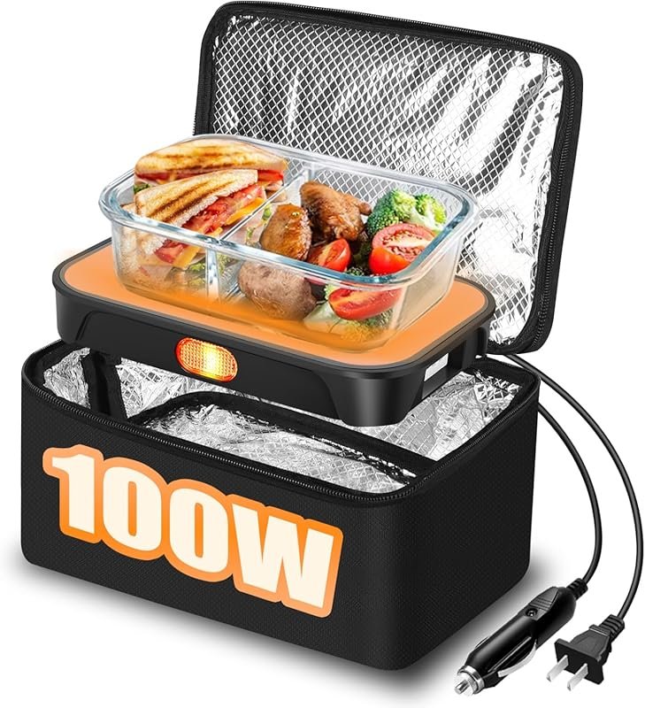 100W Portable Oven – 3‑in‑1 Fast‑Heating Electric Lunch Box, 12V/24V/1