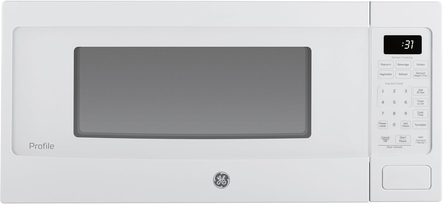 GE Profile PCHK11S1WWW 1.1 cu ft Countertop Microwave, 800 W, Sensor & Scan‑to‑Cook, Wi‑Fi Ready, White