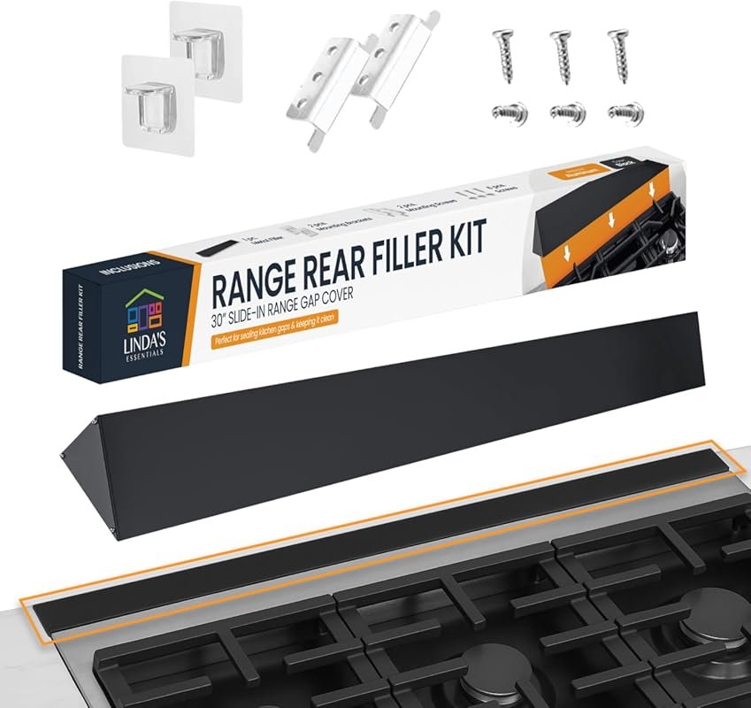 Universal 30” Stove Gap Filler Kit with Aluminum Trim for Most Brands,
