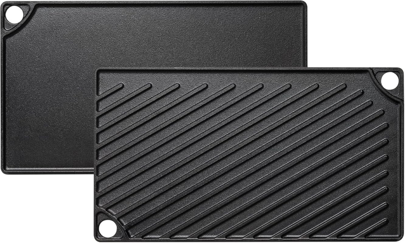 EWFEN Pre-Seasoned Cast Iron Reversible Grill/Griddle – Double Burner 