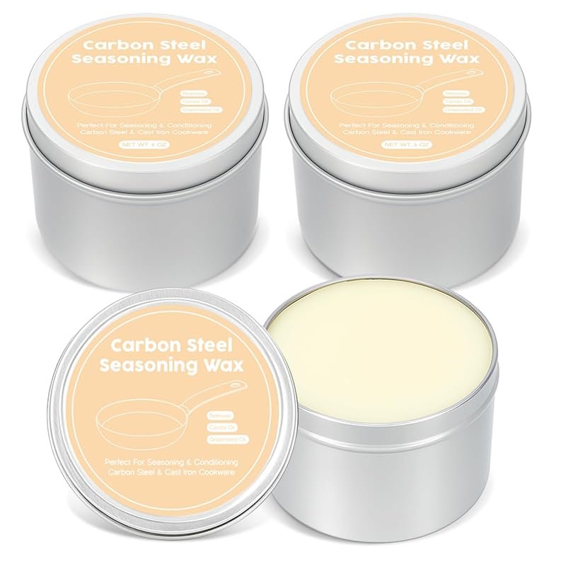 Threlaco 3 Pack 6 oz Cast Iron & Carbon Steel Conditioning Wax
