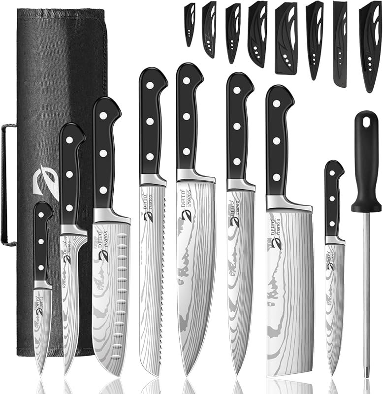 Dfito 9PC Japanese High Carbon Stainless Steel Chef Knife Set with Ant