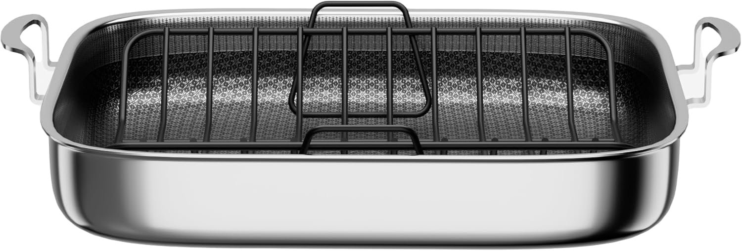 Cooker King Stainless Steel Nonstick Roaster with Rack, Holds 25 lb, 9