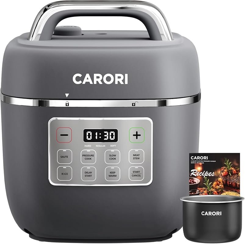 CARORI 3‑Qt Electric Pressure Cooker, 8‑Function Compact Multi‑Cooker