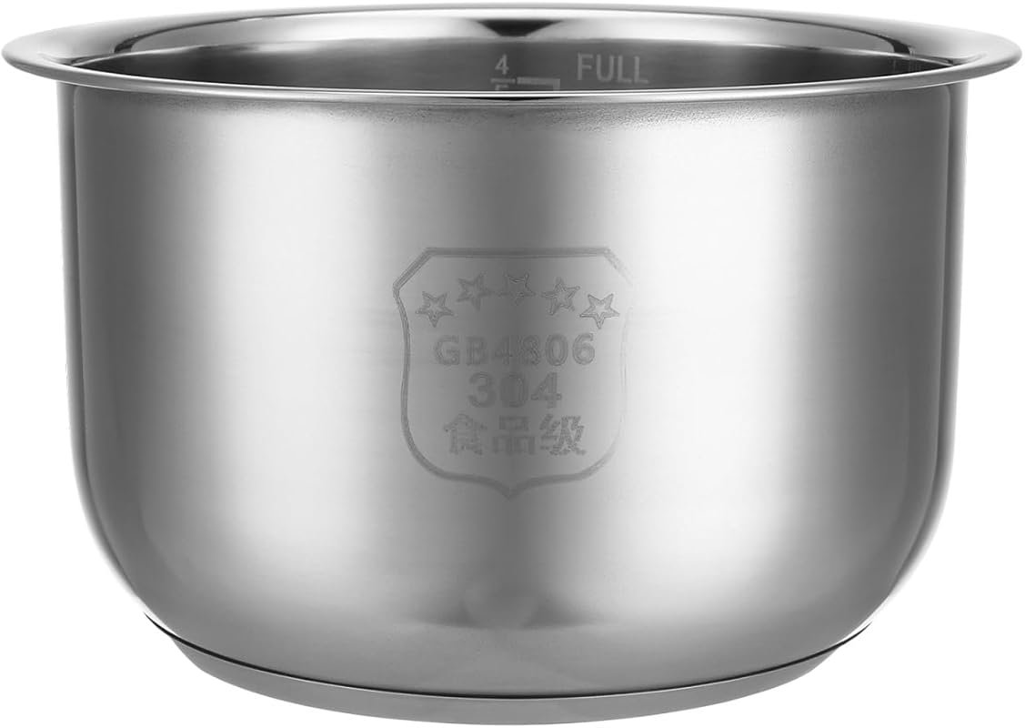 Operitacx 4 Cup Stainless Steel Rice Cooker Inner Pot Replacement, Non