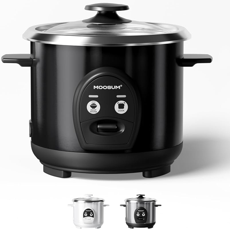 3‑Cup Stainless Steel Rice Cooker with Non‑Toxic Inner Pot, One‑Touch