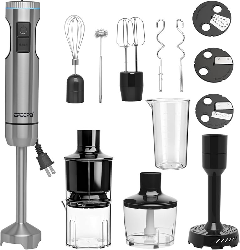 1000W Handheld Immersion Blender Bundle 12-in-1, Smoothie Maker, Egg B