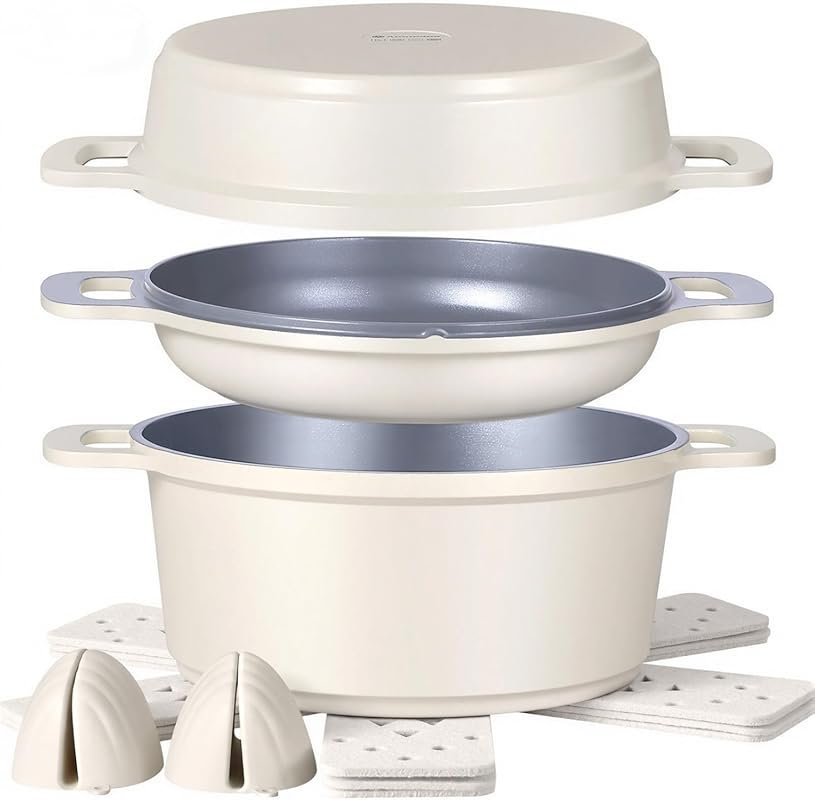 Ammeloo 8-Piece Non Stick Ceramic Stock Pot Set, Induction Ready, PFOA