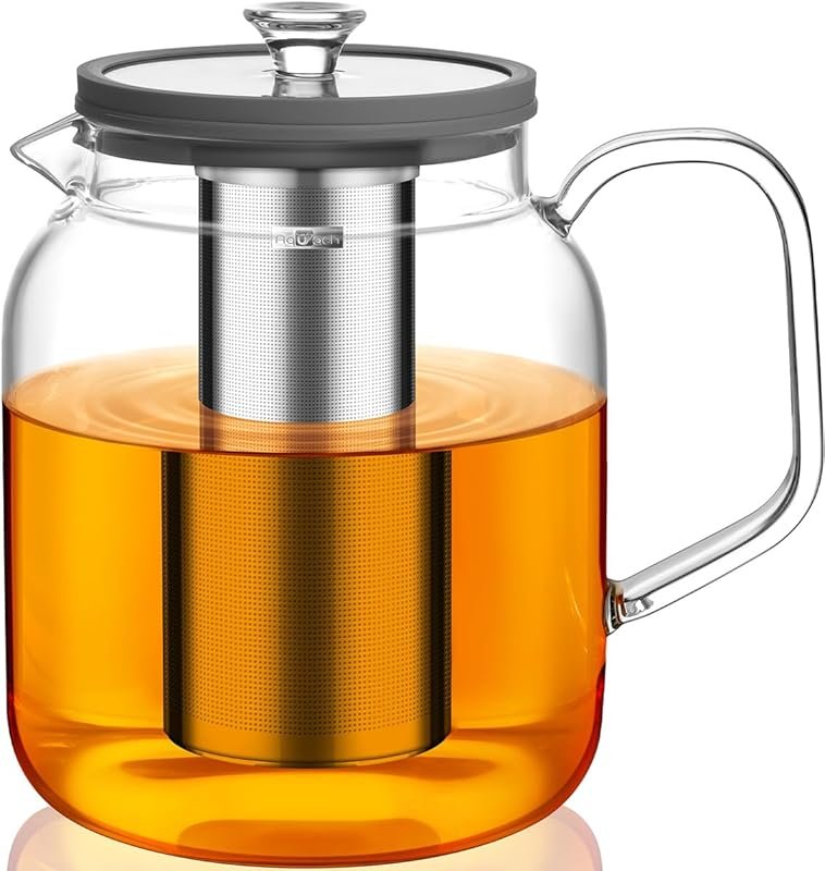 Aquach 68 Oz Glass Teapot – Plastic-Free Borosilicate, Dishwasher & St