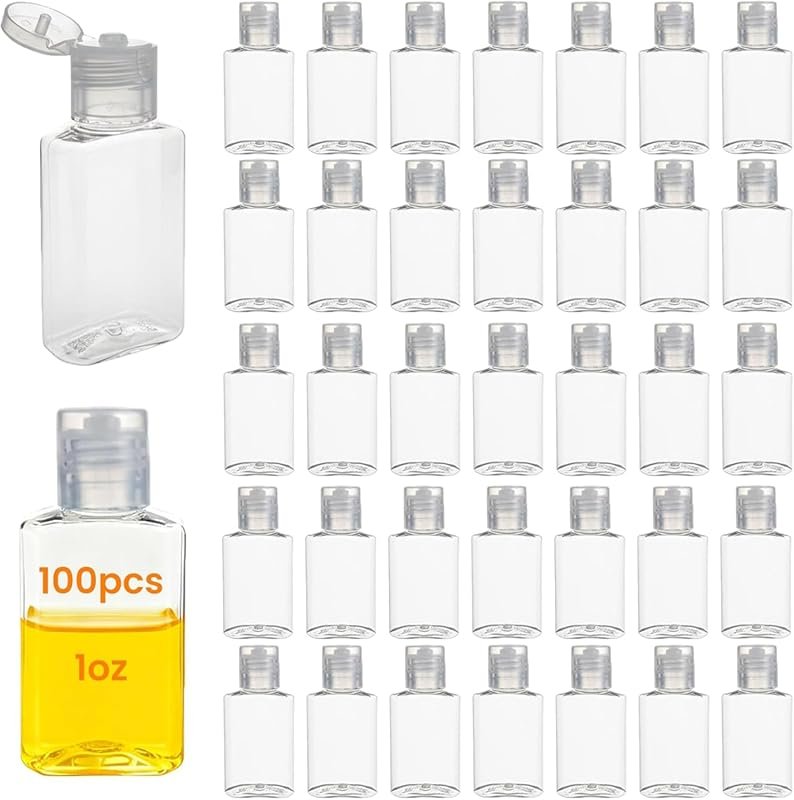 100 PCS 30ml Leak-Proof Flip Cap Small Travel Bottles for Shampoo & Cr