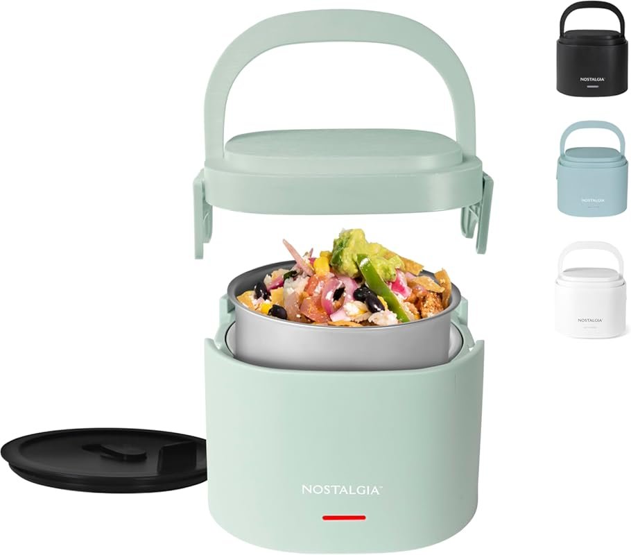Nostalgia 2.5-Cup Heated Lunch Box: Detachable Cord, Leak-Proof Lid & 