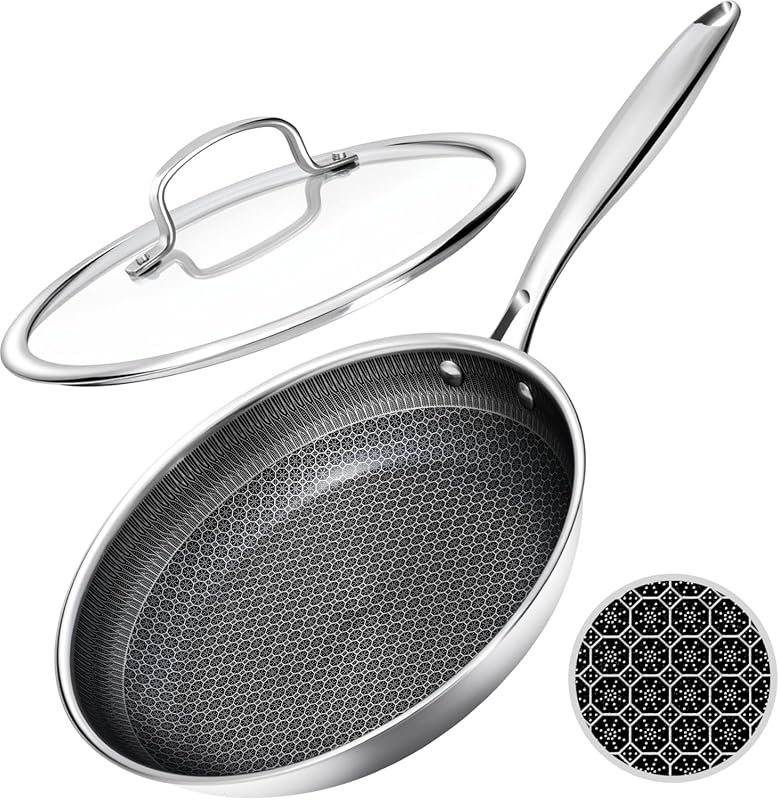 USELUCK 8-Inch Nonstick Skillet with Honeycomb Surface, Dishwasher & O