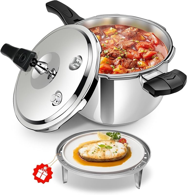 8-in-1 Stainless Steel Pressure Cooker 10 Quart with 8 Safety Features