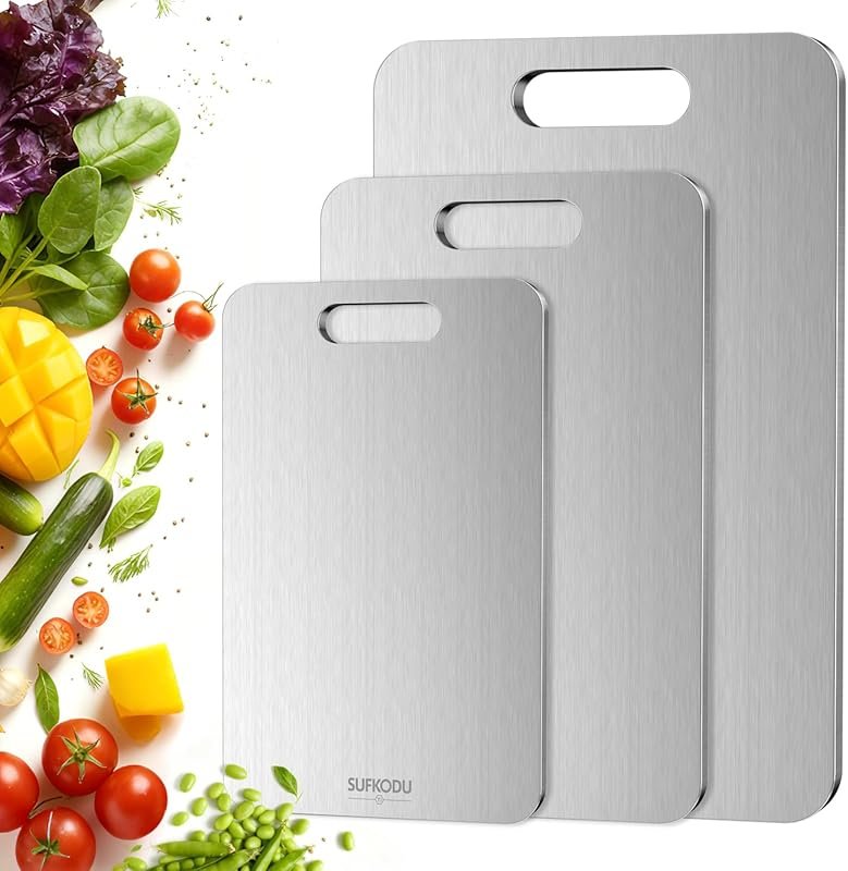 Titanium Cutting Board Set of 3, 100% Double-Sided, Non-Toxic, Separat