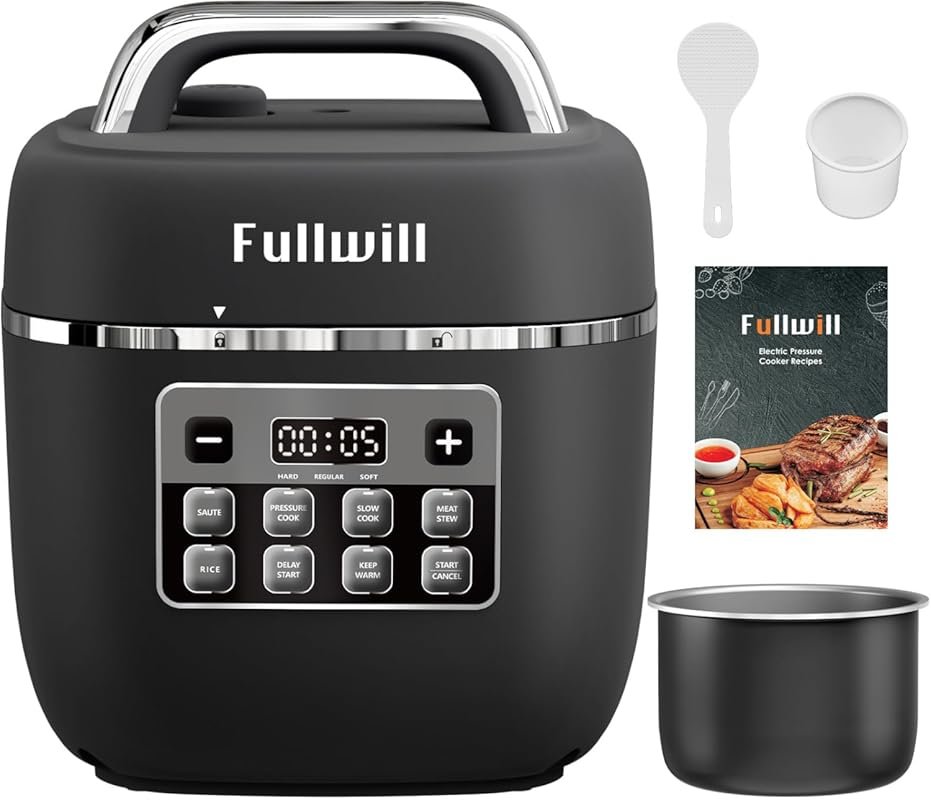 Fullwill Electric Pressure Cooker Lite 3‑Qt, Nonstick Pot, Multi‑Funct