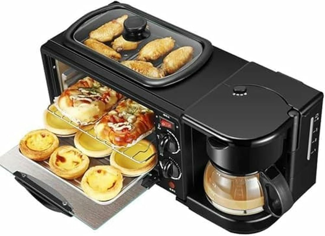 Space‑Saving 3-in-1 Breakfast Station – Coffee Maker, Griddle, Toaster