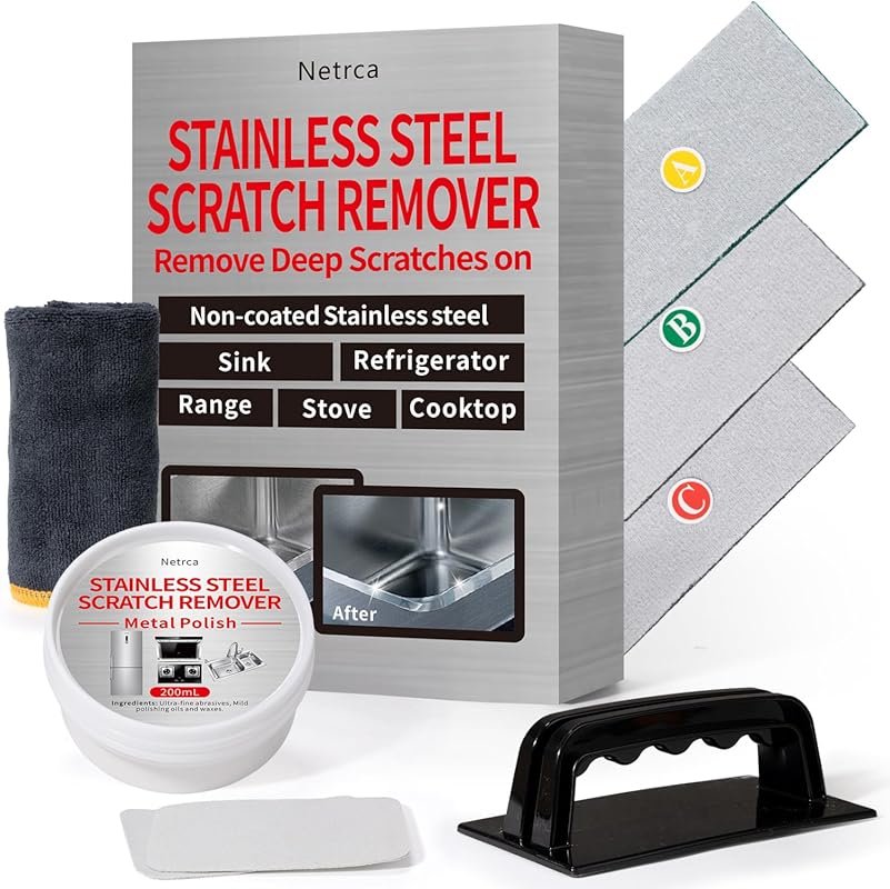 Stainless Steel Scratch Remover Kit Restores Like-New Finish Non-Coate