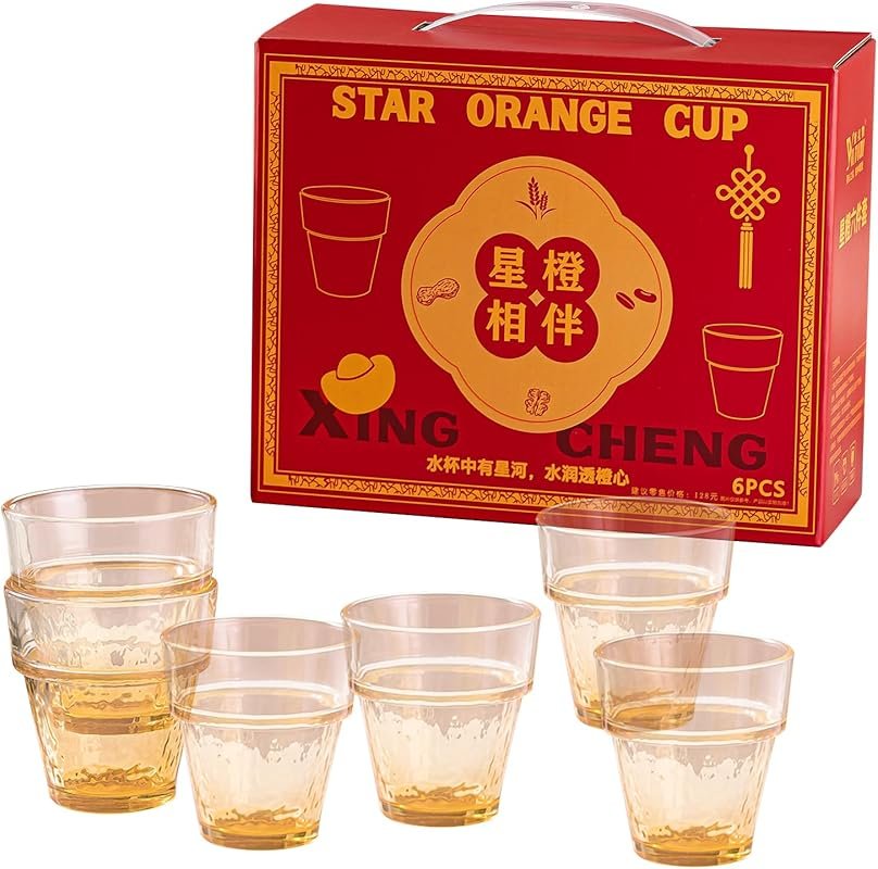 Wavy Textured 6oz Drinking Glasses Set of 6 with Gift Box – Dishwasher