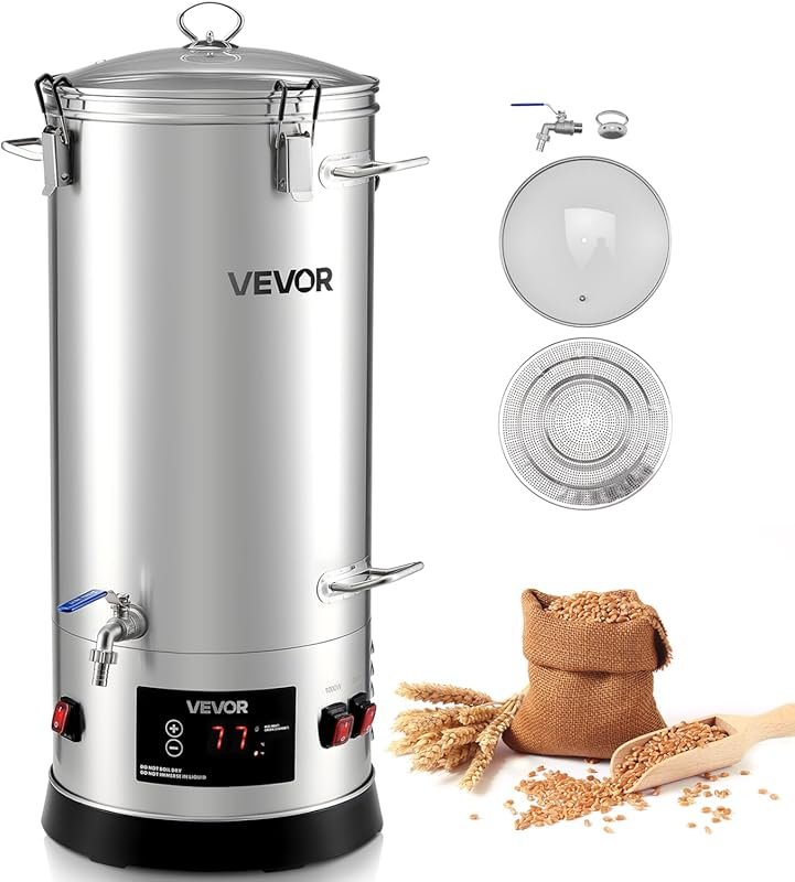 VEVOR 8 Gal Stainless Steel Home Brewer with Tall Strainer & Reinforce