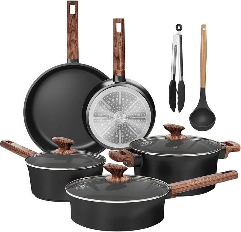 Kitchen Academy 10-Piece Ceramic Nonstick Induction Cookware Set, PFAS