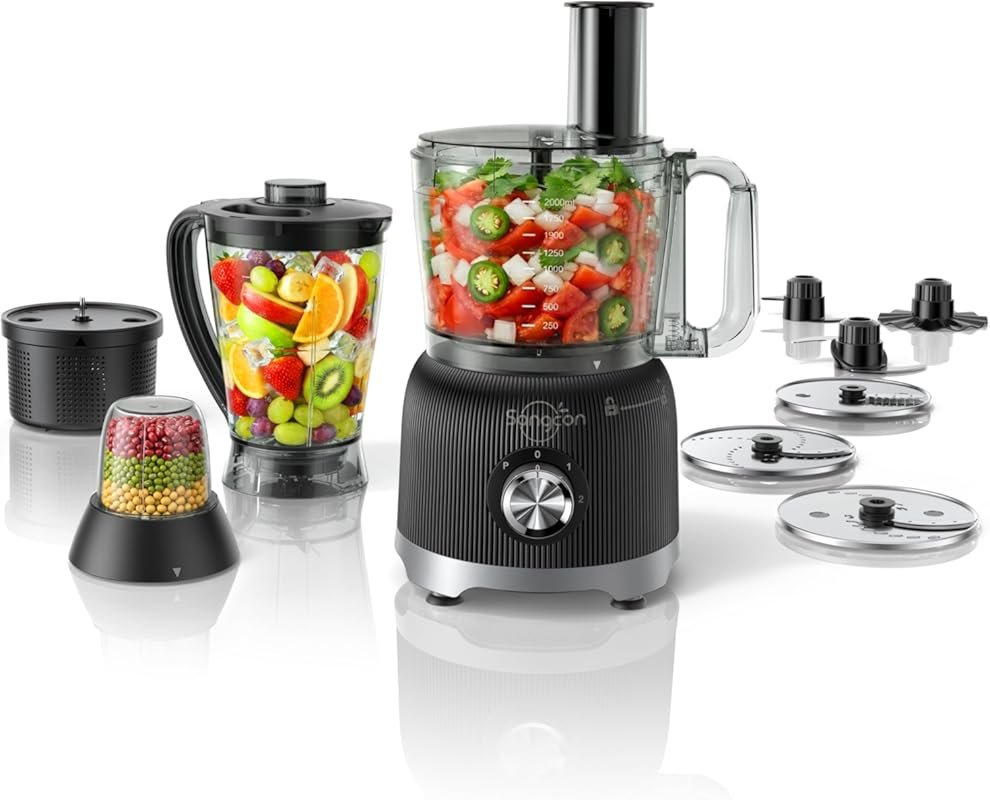 Sangcon 11-in-1 Blender & Food Processor Combo with 600W Power, 2 Bowl