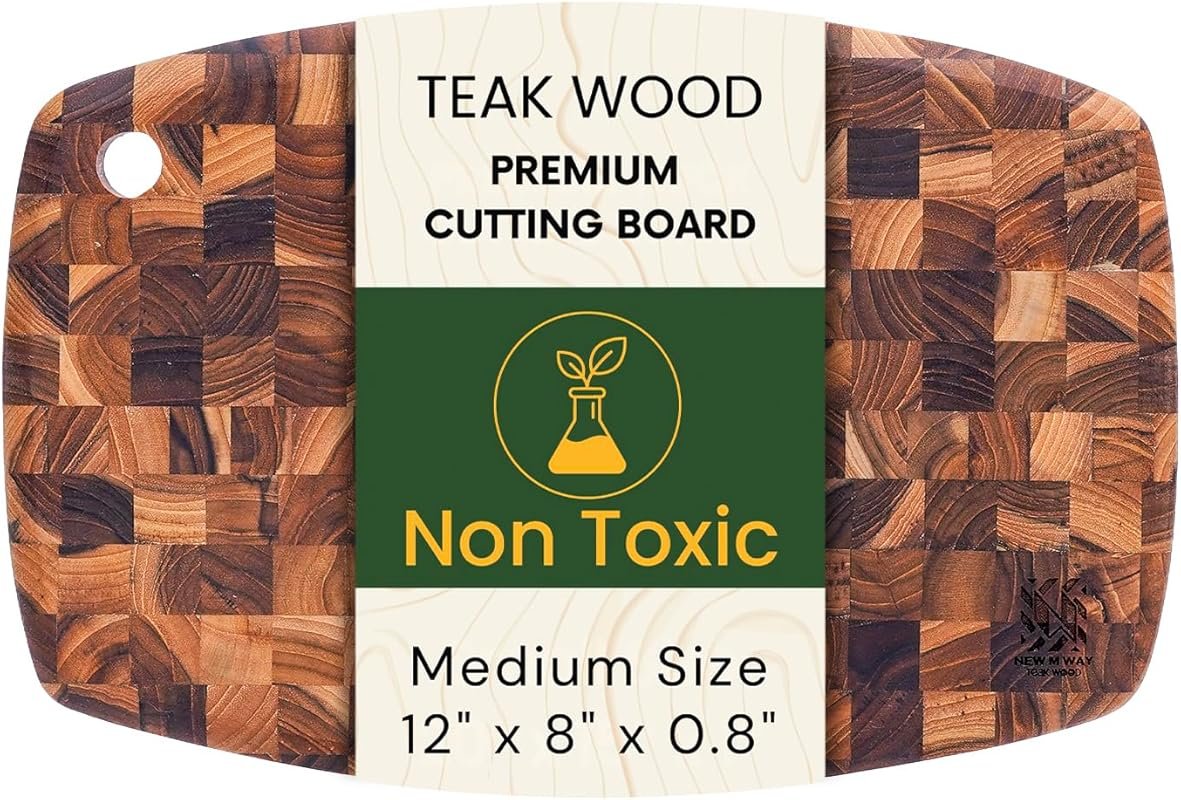Teak Wood Oval End Grain Cutting Board, 12