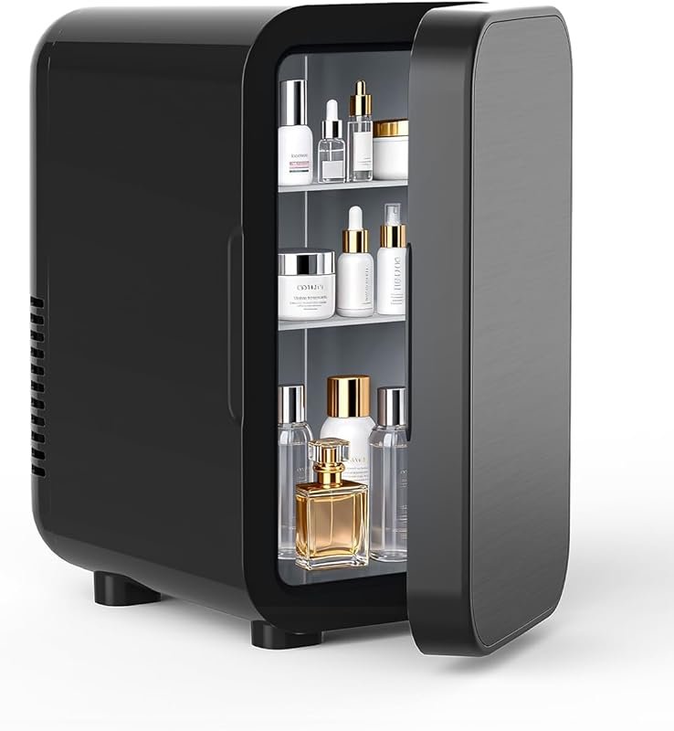 FANSEXPERT 6L Skincare Mini Fridge with Glass Panel, AC/DC Portable Co