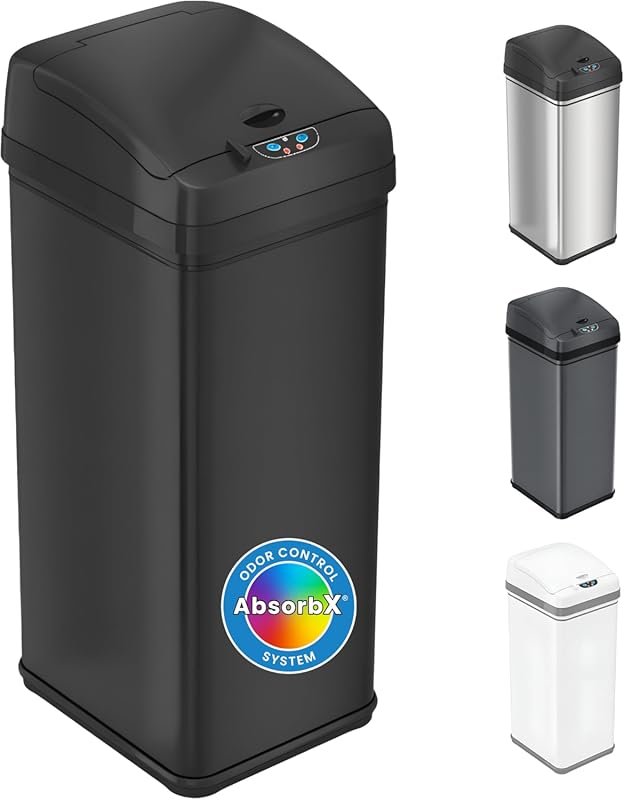 iTouchless 13 Gallon Touchless Automatic Garbage Can with Odor Filter 