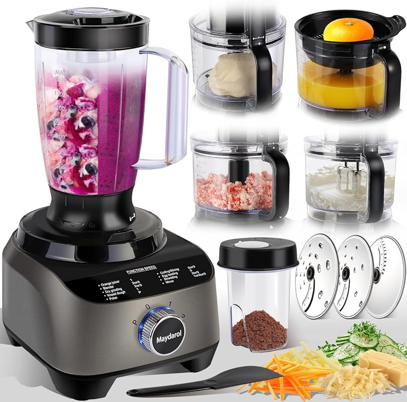 11-in-1 Food Processor & Juice Blender with 51oz Capacity, Large Chute