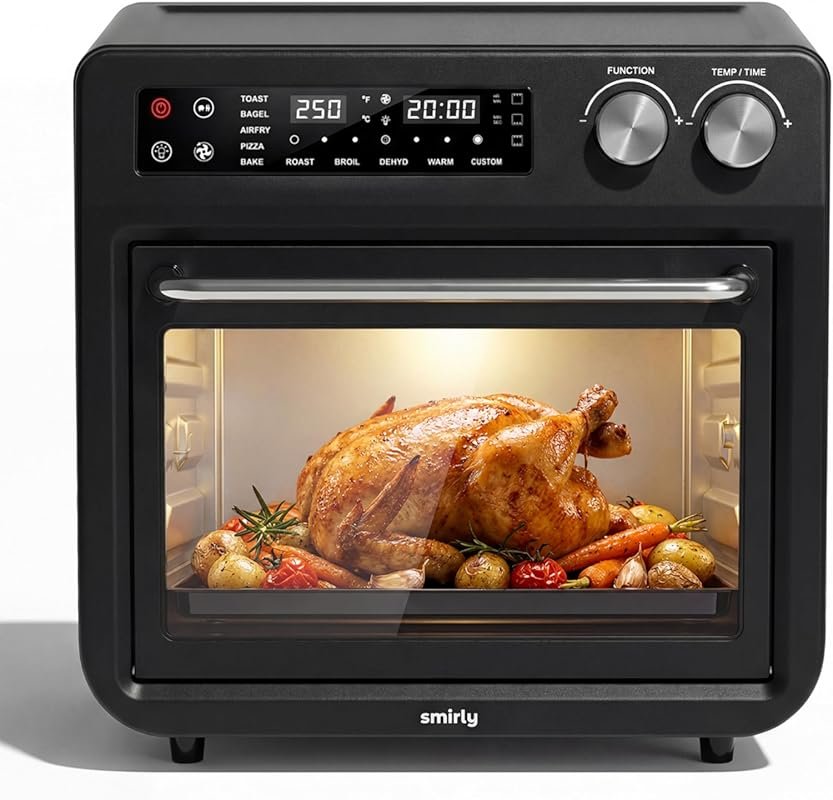 SMIRLY 27QT Digital Air Fryer Toaster Oven, 10-in-1, Fits 12