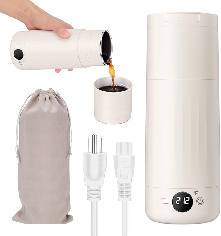 White 500ML Travel Electric Kettle with 8 Temp Control, 316 Stainless