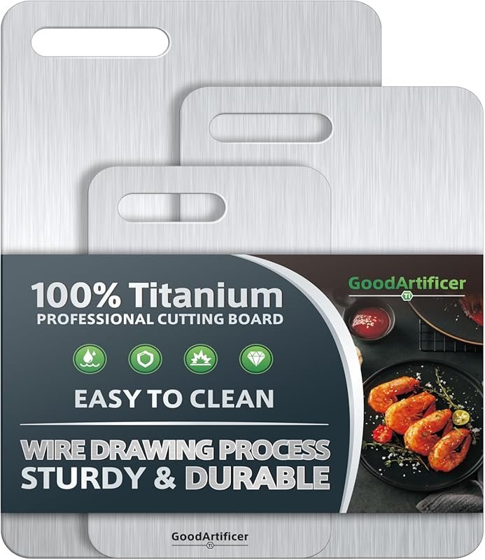 Titanium Cutting Boards Set of 3 – 100% Pure Non-Toxic Double-Sided Ch