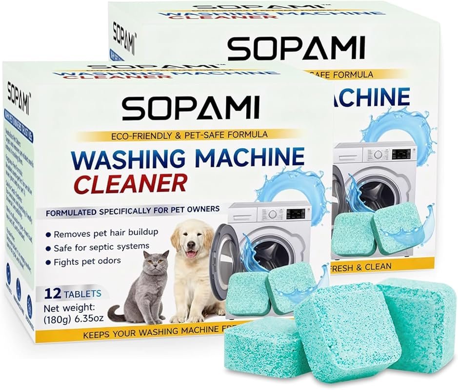 SOPAMI Washing Machine Cleaner Tablets Remove Pet Hair, Odors & Mold –