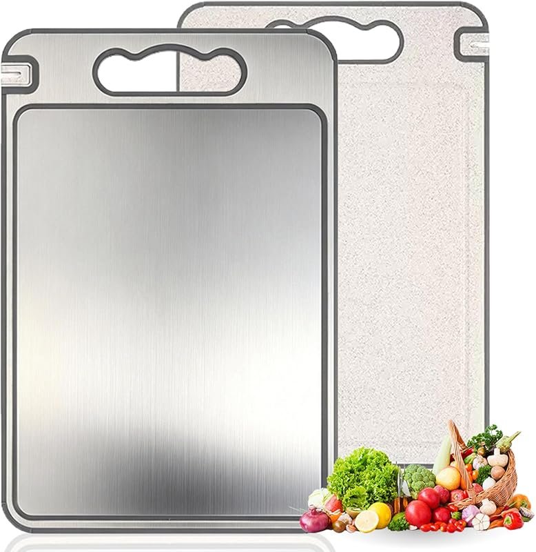 Tibo Titanium Cutting Board – Built-In Knife Sharpener, Double-Sided, 