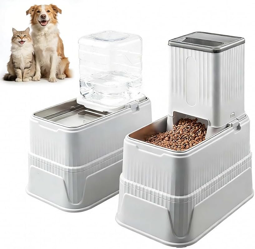 Elevated Automatic Pet Feeder & Water Dispenser, 1 Gallon Water, 4.4lb