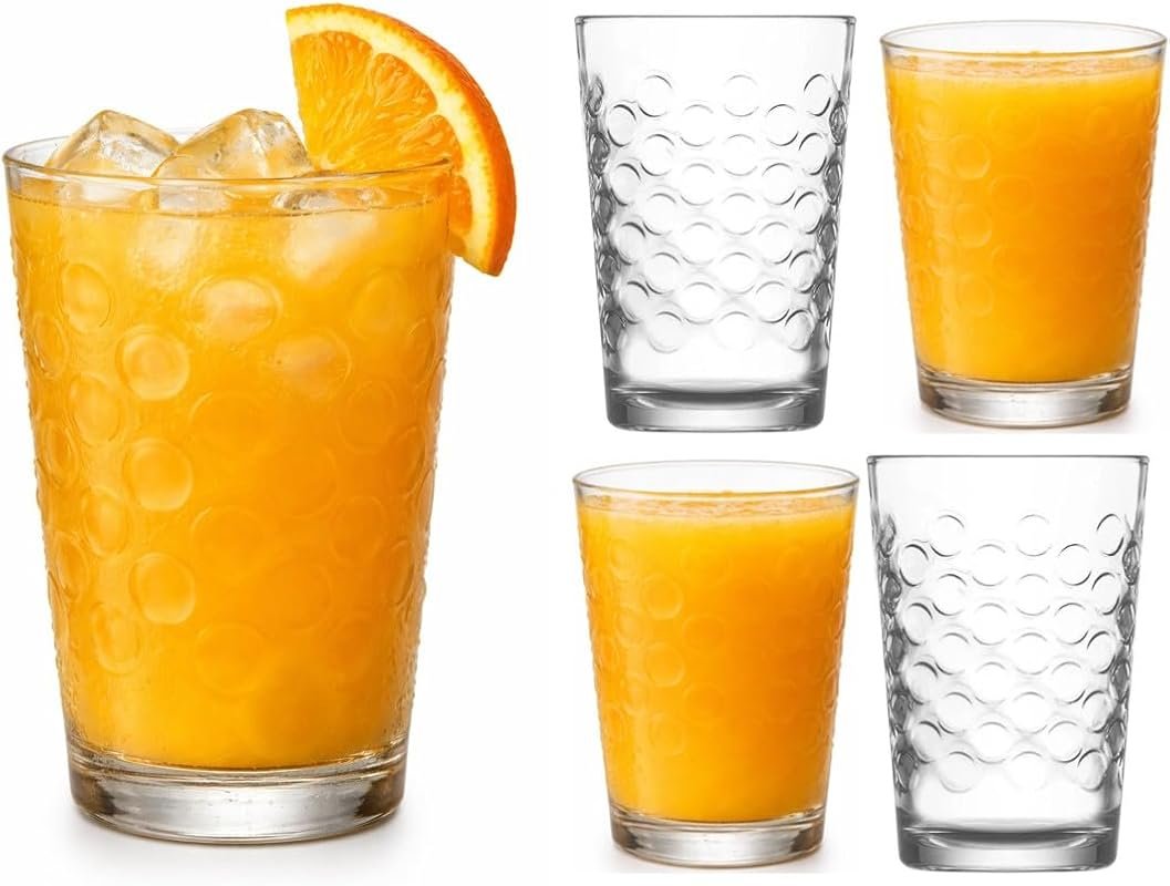 BOHEM'S Clear 7 Oz Small Juice Glasses Set of 4 for Water, Milk & Coff