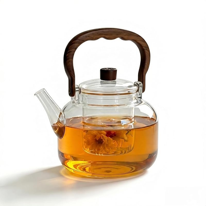 1500ml Borosilicate Glass Tea Kettle – Stovetop Safe, Heat Resistant,