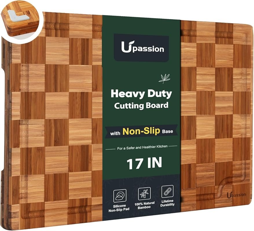 Heavy Duty Bamboo Cutting Board, Solid End Grain, Large Chopping Board