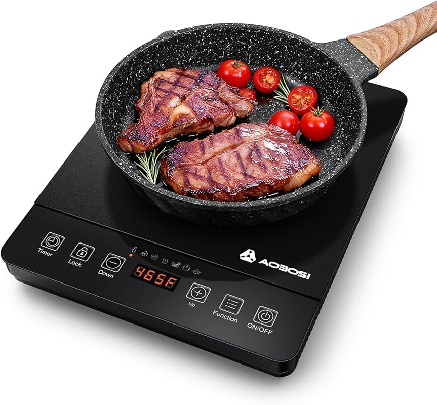 Portable 1800W Induction Cooktop, 20 Temperature & Power Levels, Low‑N