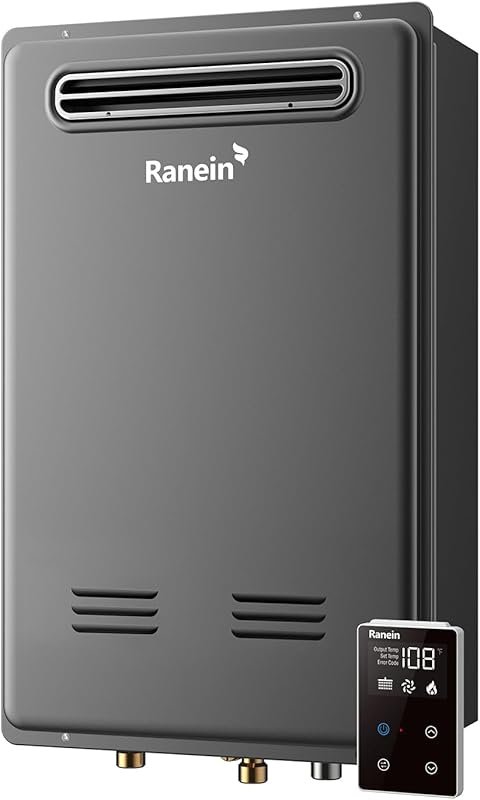 Ranein Natural Gas Outdoor Tankless Water Heater, Max 8.5 GPM, 190K BT