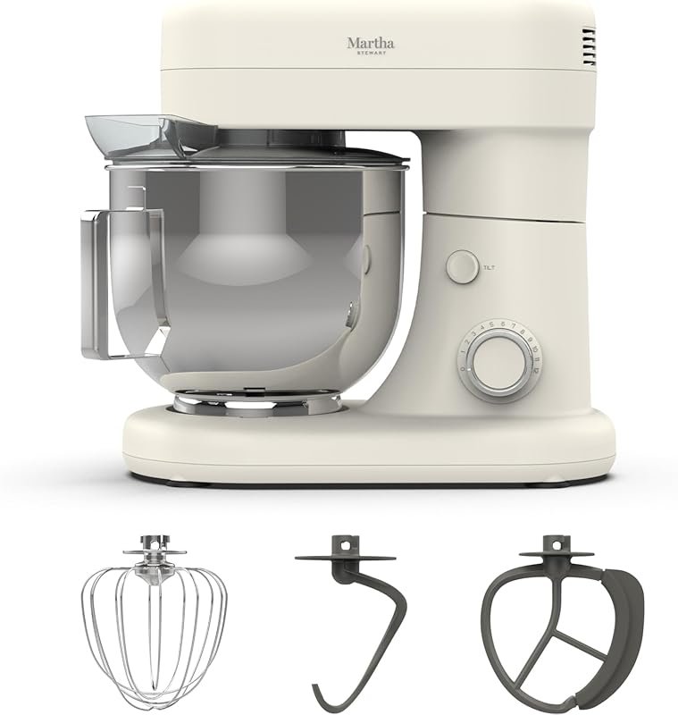 Martha Stewart Tilt-Head Stand Mixer, 12 Speeds, 5.3QT Bowl, Whisk & D