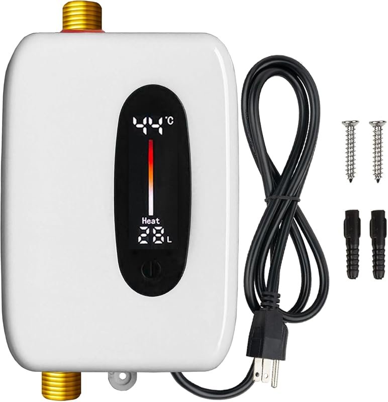 3000W Electric Tankless Water Heater, 110V, Fahrenheit/Celsius Digital